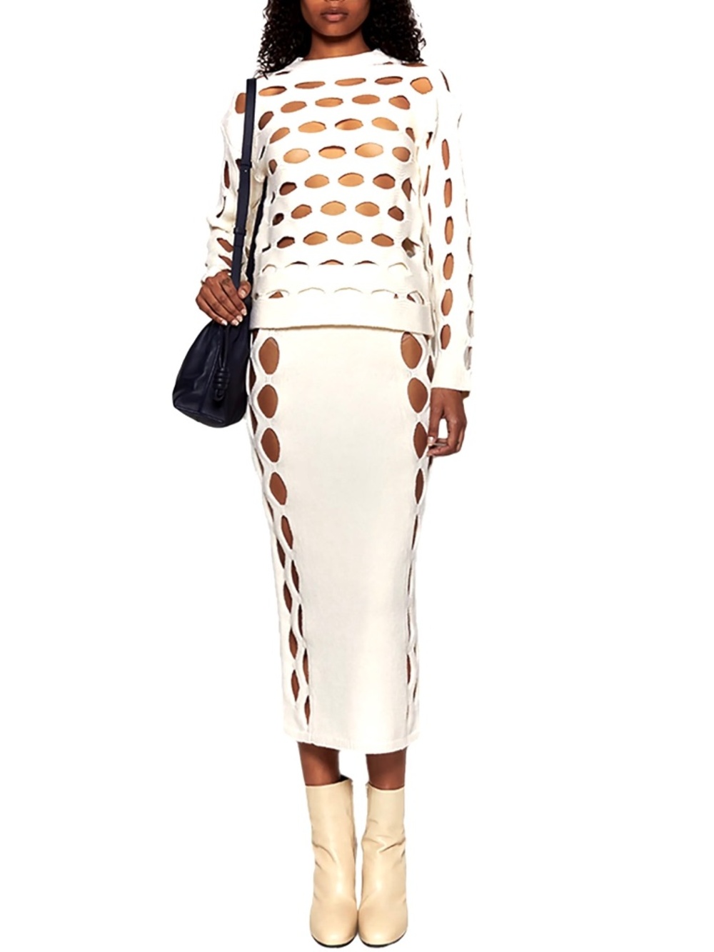 Diotima Steer Maxi Wool Cut-Out Skirt New With Tags Sz L